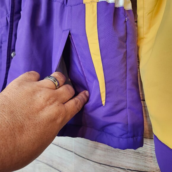 NFL Team Apparel Women's S Fuzzy Hoodie Full Zip Minnesota Vikings Quilted Inner - Picture 7 of 16